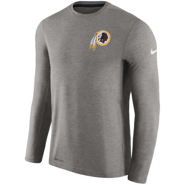 Men's Washington Redskins Nike Charcoal Coaches Long Sleeve Performance T-Shirt,We sell and wholesale Men's Washington Redskins Nike Charcoal Coaches Long Sleeve Performance T-Shirt on line form chian!
